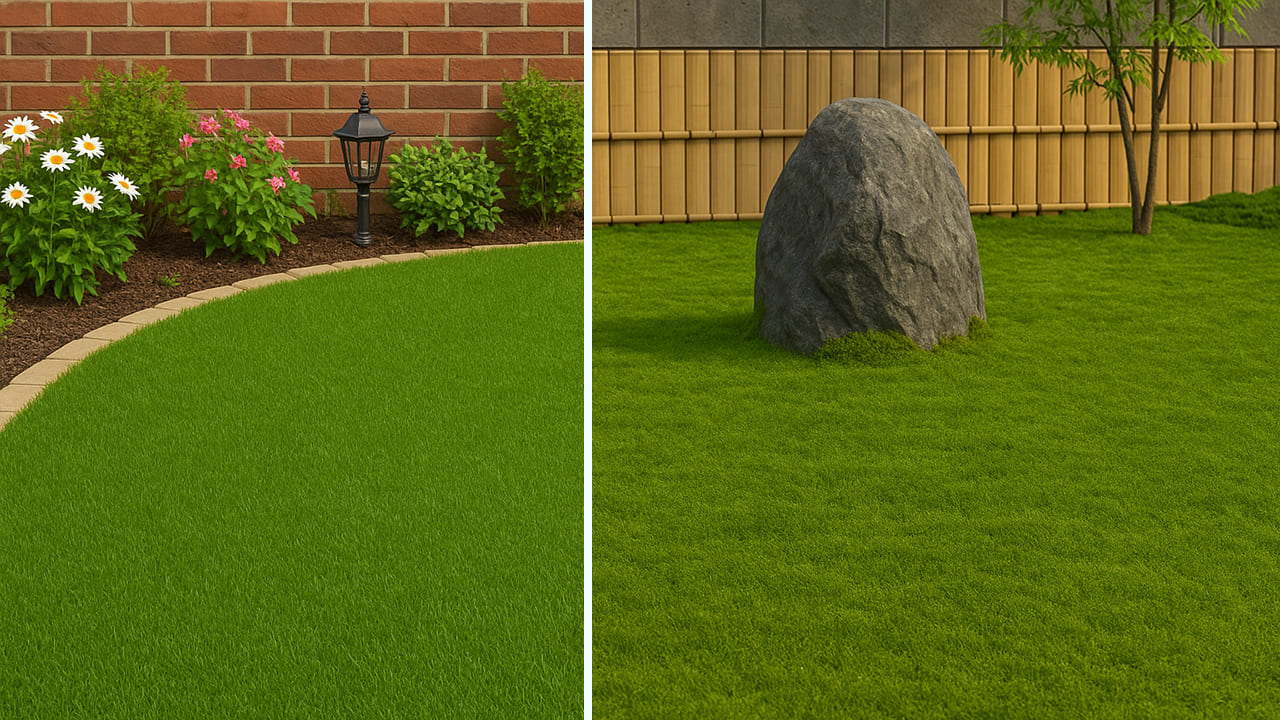 img-turf-garden 洋風と和風の人工芝が敷かれた庭