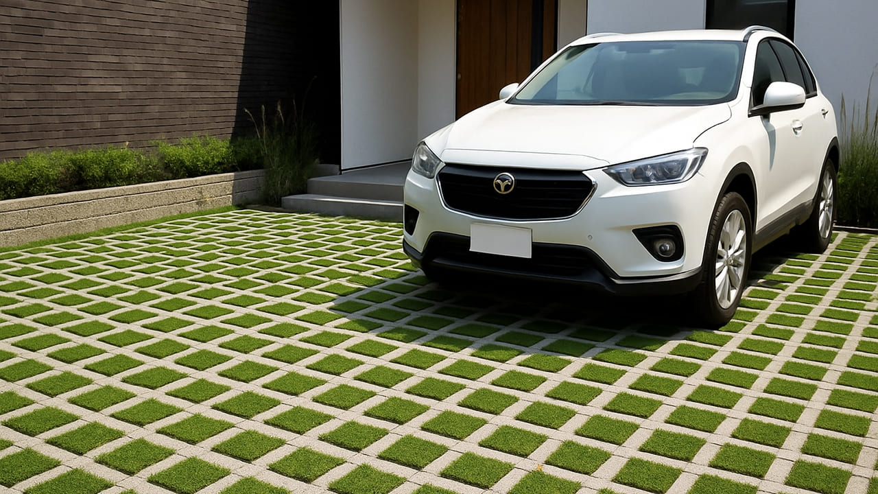 greening-block 緑化ブロックの駐車場