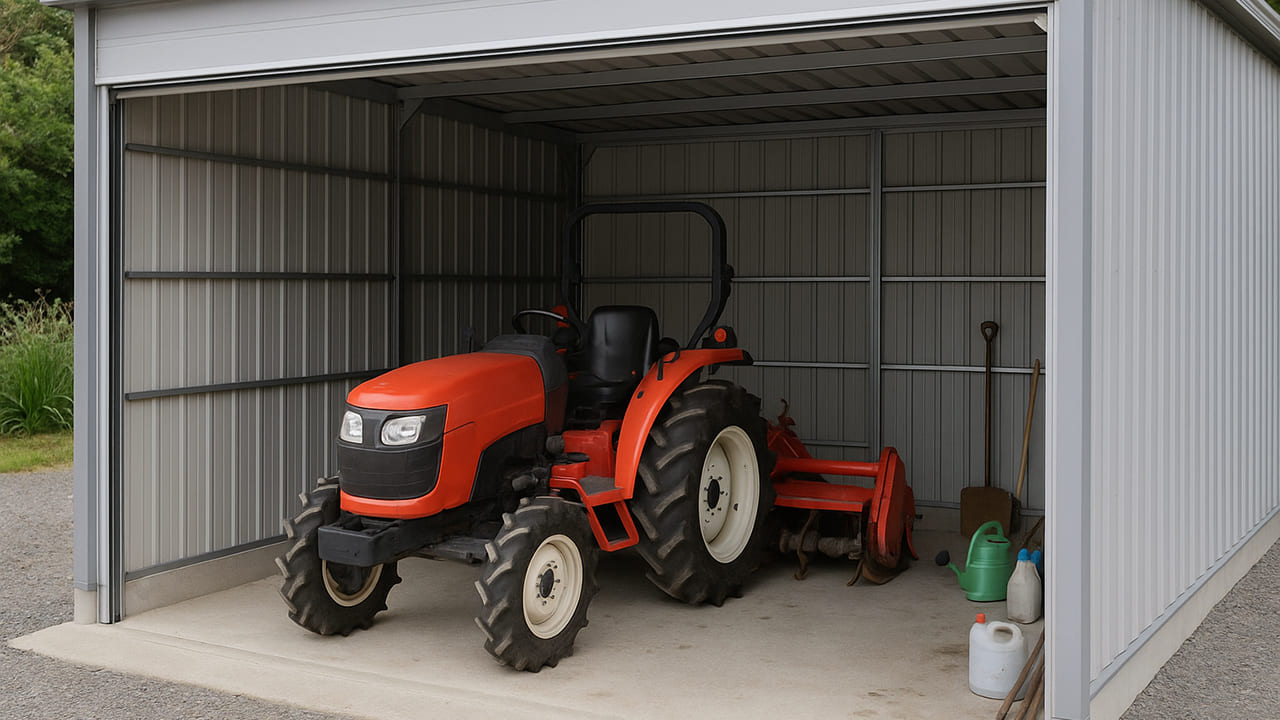 tractor 農機具置き場として