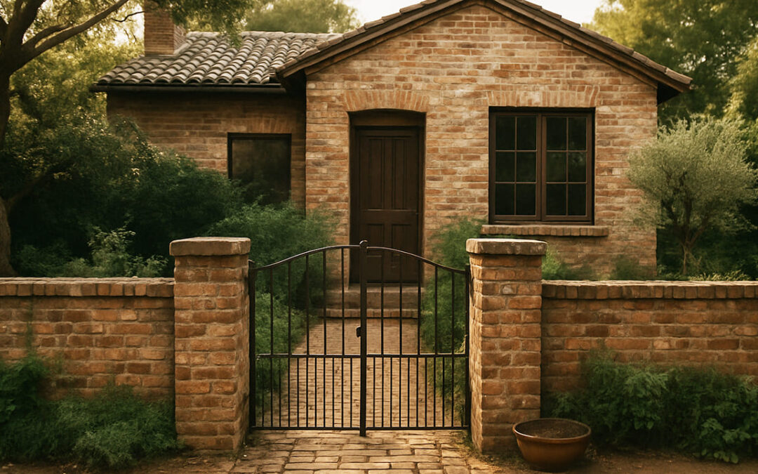 ヴィンテージウッドとレンガで作るヴィンテージ外構　味わい深い時間の演出