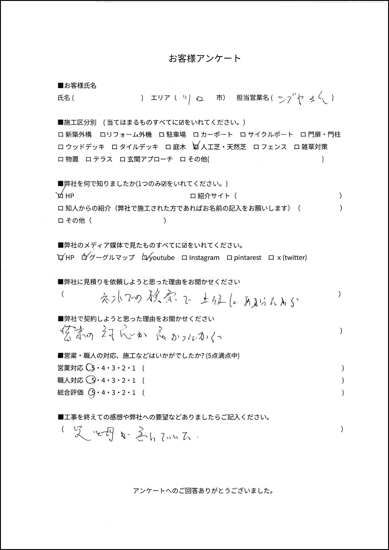 埼玉県川口市 H様の外構口コミ
