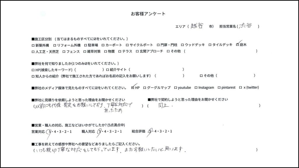 埼玉県越谷市 M様の外構口コミ