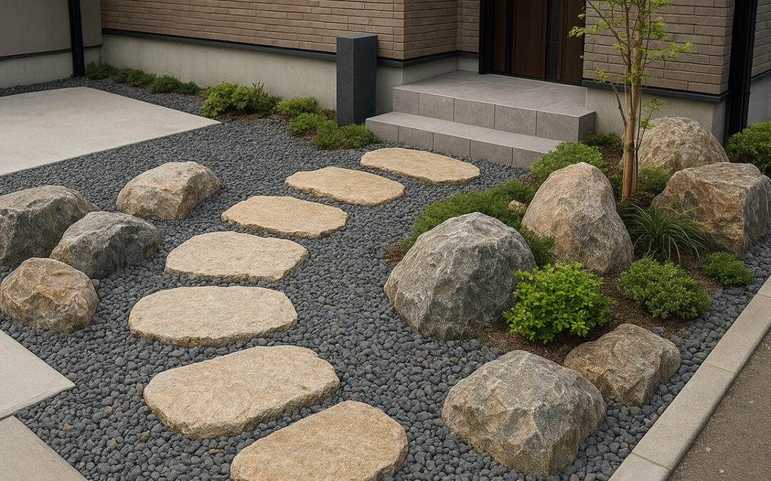 外構に庭石を取り入れるデザイン｜庭石・敷石でおしゃれに仕上げる外構アイデア