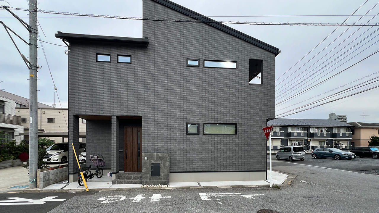 埼玉県川口市 外構工事 角地のシンプルオープン外構