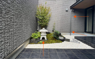埼玉県三郷市 造園工事 坪庭はつくばい・灯籠を使ったおしゃれな和風モダン
