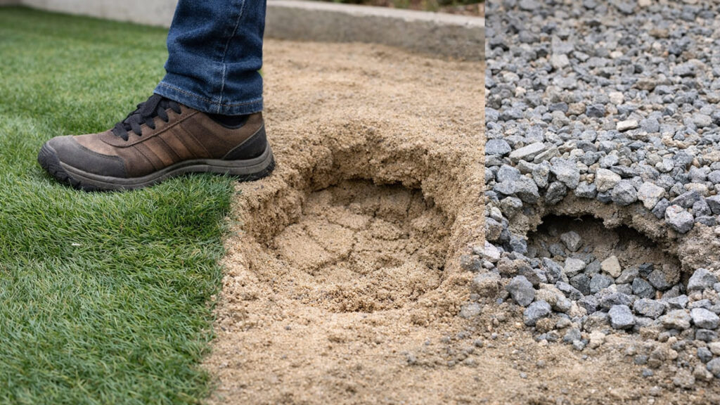 人工芝 下地の転圧が甘いとどうなるか