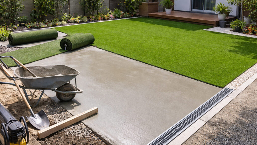 人工芝の下地にコンクリートを使う場合