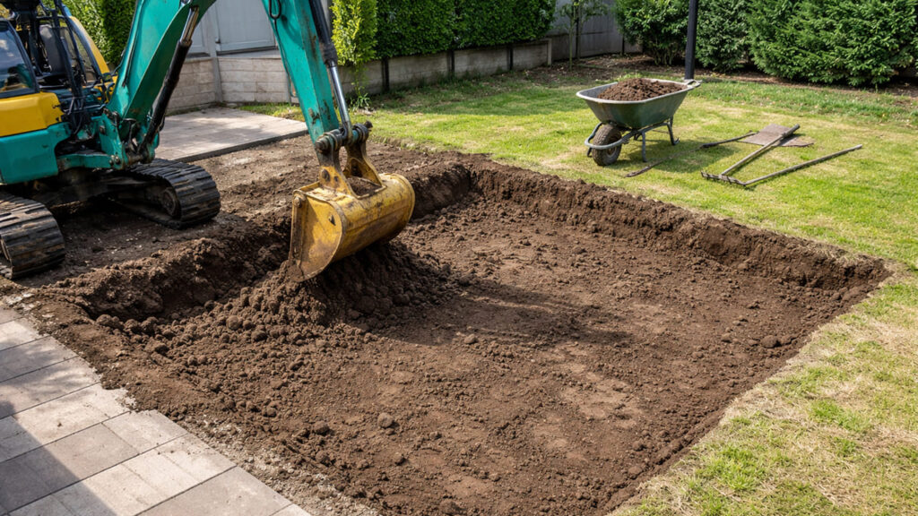 既存土の掘削（10〜15cm）