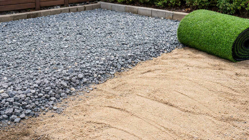 人工芝の下地は砕石＋砂