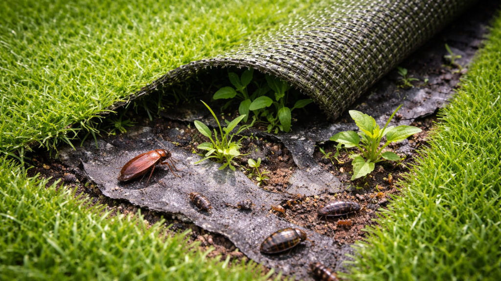 下地の防草処理不足