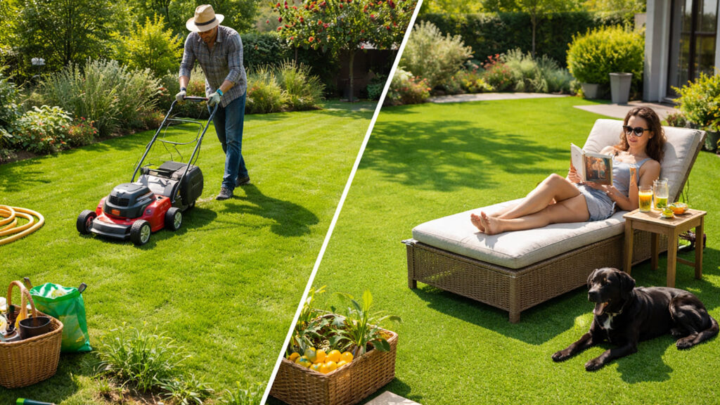 人工芝メリット①：メンテナンスの負担が劇的に軽減される