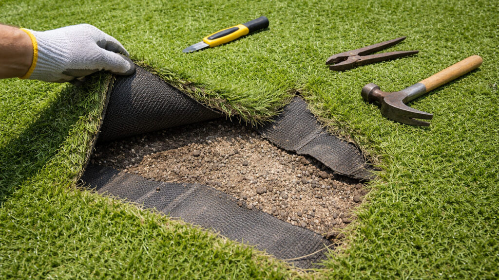 人工芝デメリット⑤：設置後の補修やメンテナンスの難しさ