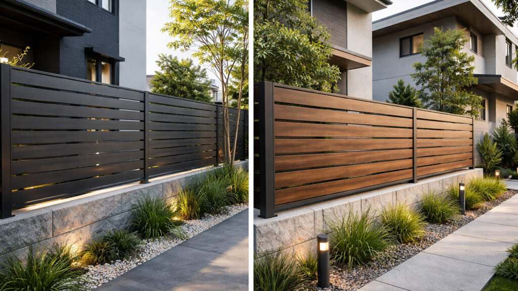 モダン外構をおしゃれ目隠しでワンランク上にする考え方①目隠しフェンスは横ラインが基本