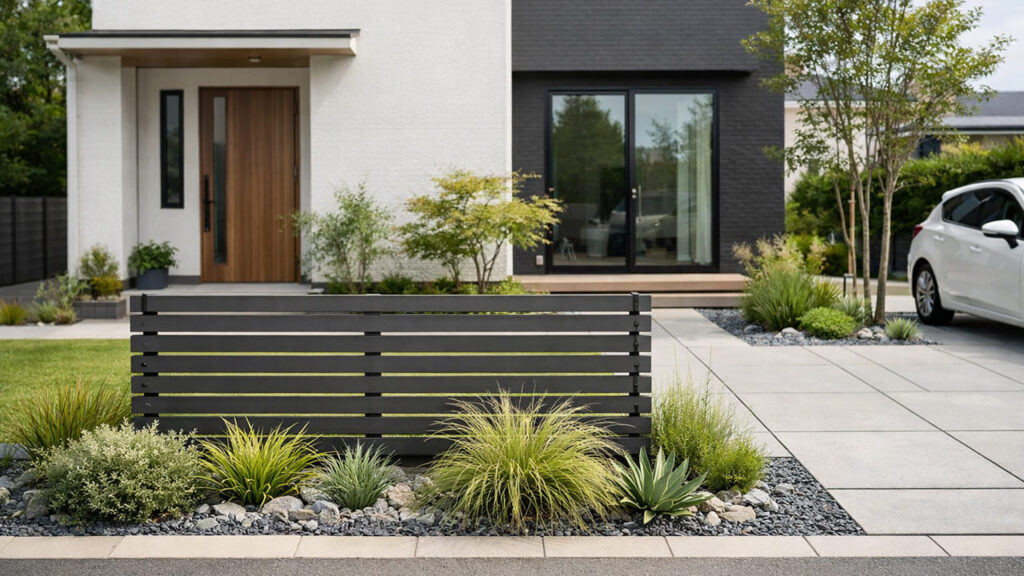 オープン外構をおしゃれモダンにする3つのコツ③低めの目隠しで抜け感を作る