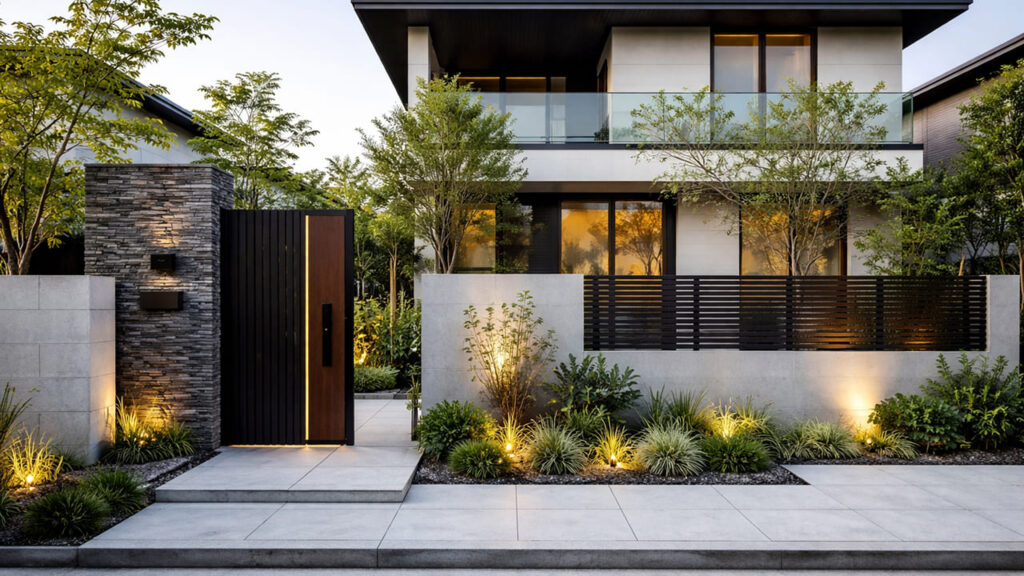 クローズ外構をおしゃれモダンに見せるコツ①高さを揃えないことがポイント