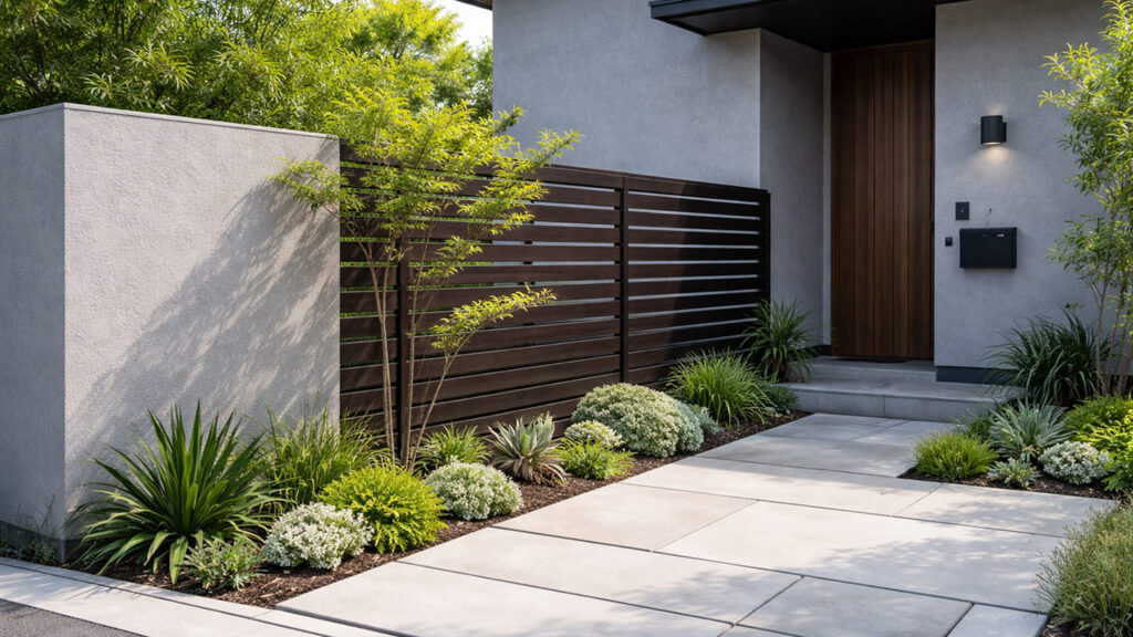 セミクローズ外構をおしゃれモダンにする設計術②塗り壁＋フェンスの組み合わせが王道