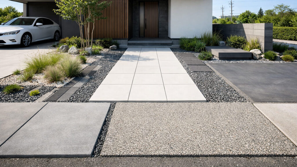 オープン外構をおしゃれモダンにする3つのコツ②アプローチは直線でまとめる