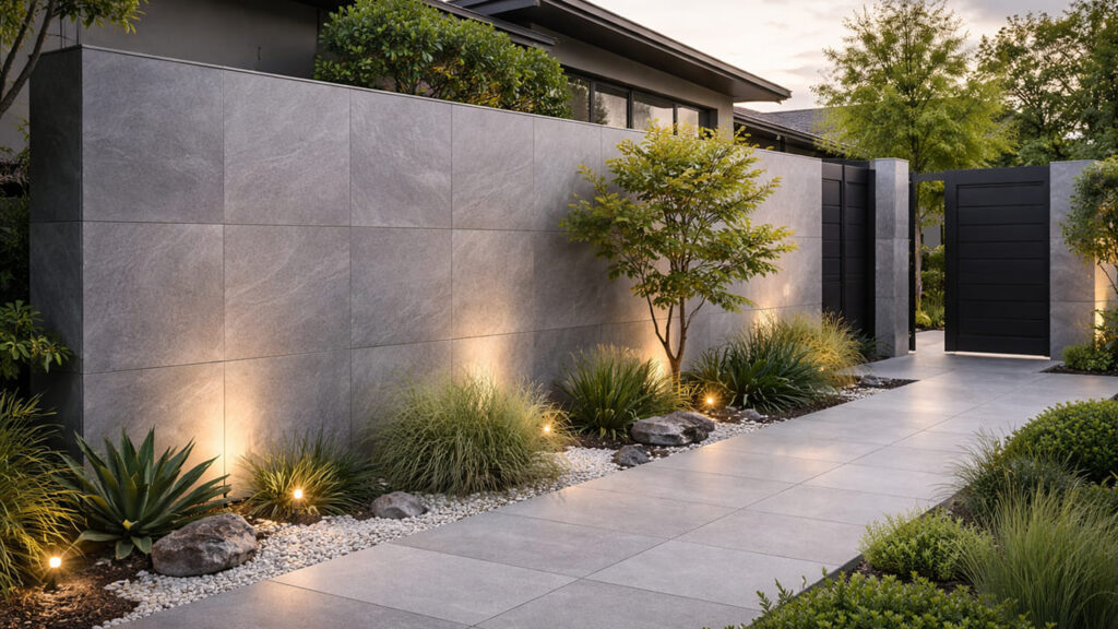 モダン外構をおしゃれ目隠しにするおすすめアイテム②タイル貼り目隠し壁