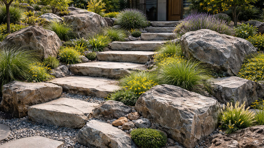 造園用石材で外構を石でおしゃれに演出する素材選び 割肌石(わりはだいし)