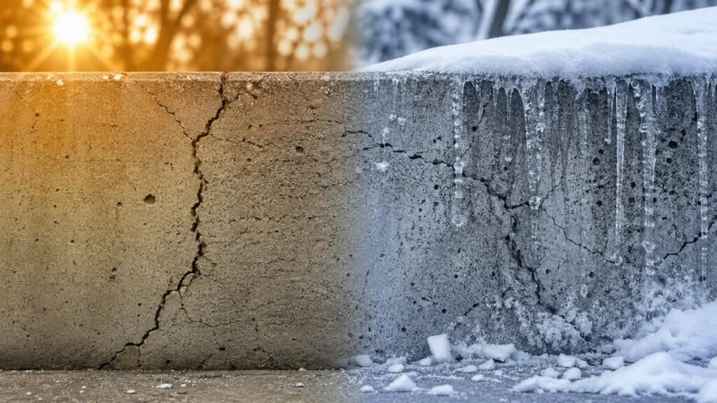 コンクリートにひび割れが起こる主な原因 温度変化や季節要因