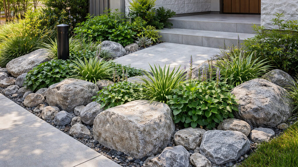 根元には割栗石