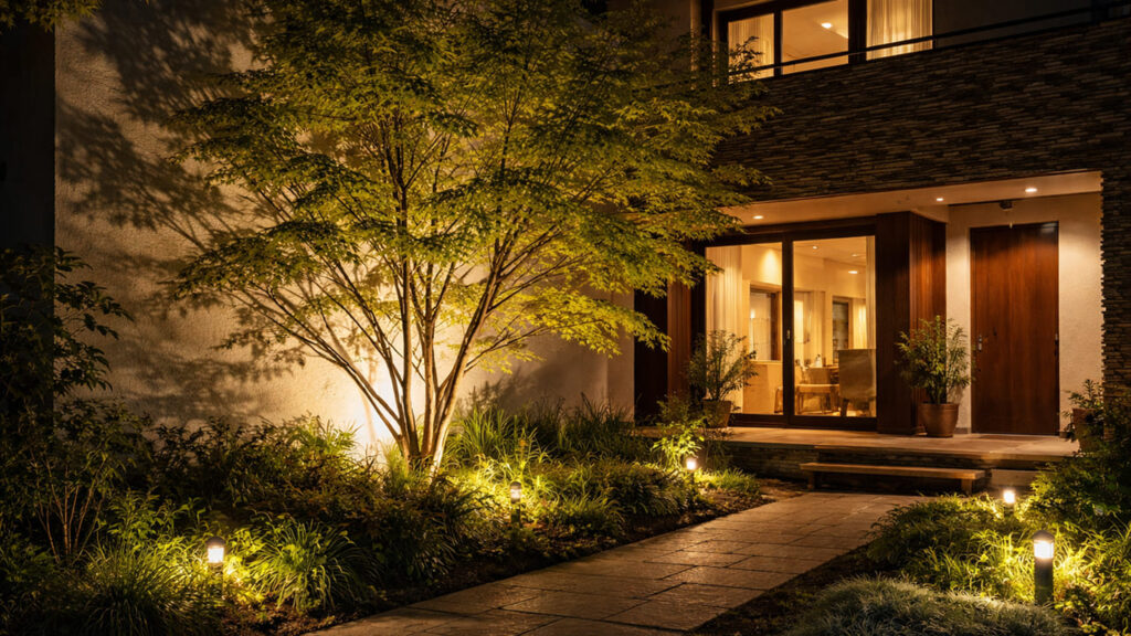 樹木の下からのアッパーライト