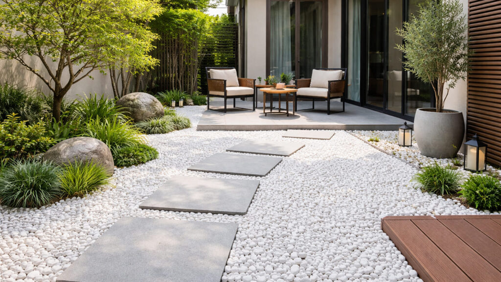 砂利の種類で変わる雰囲気 白玉石