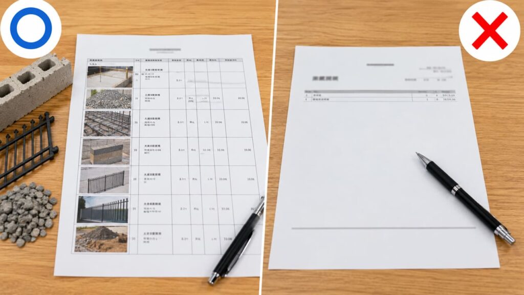 外構業者の選び方 見積書が細かく記載されているか