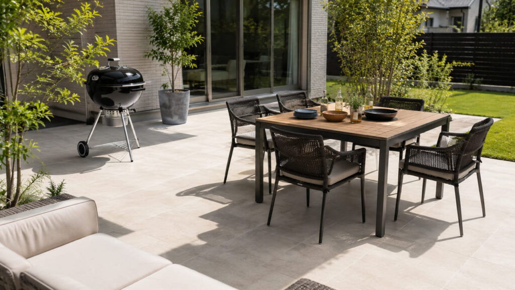タイルデッキのメリット⑤ BBQやガーデン家具との相性が良い