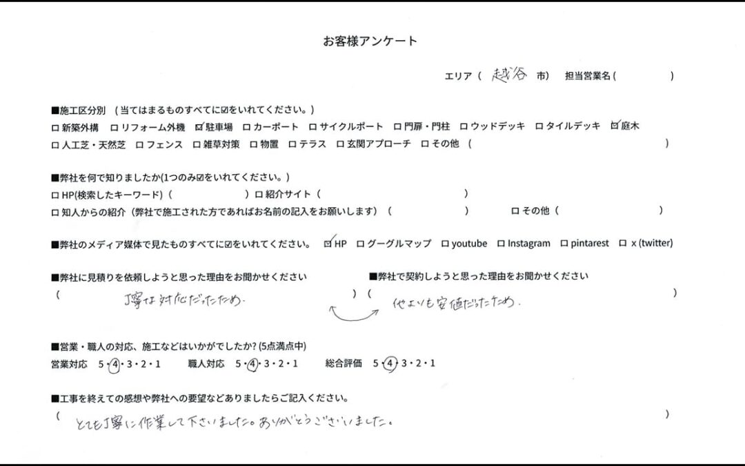 埼玉県越谷市 T様 外構口コミ